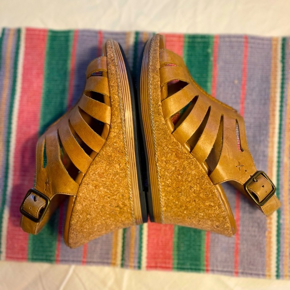 Indigo by Clark’s cork wedge sling back strappy sandals 3.5 inch heel size 6.5 - Picture 6 of 14